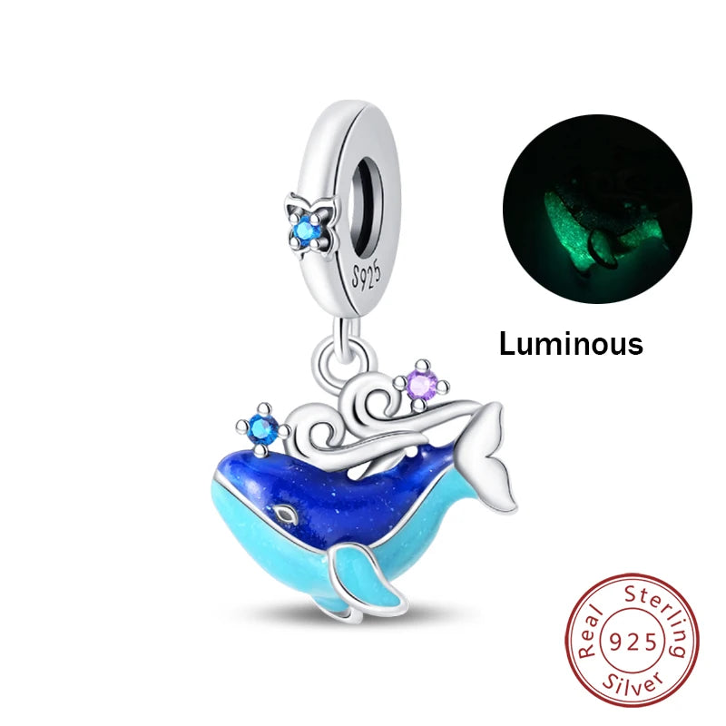 Glow in the dark  Firefly Honeybee Star  925 Silver Charms Beads  Original Bracelets Fine DIY Jewelry 912349723-200S