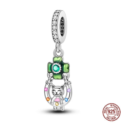 Lucky Four Leaf Clover Series Charms Beads  Original Bracelet Fine DIY Jewelry 925 Sterling Silver 912349723-500S