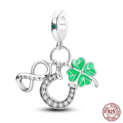 Lucky Four Leaf Clover Series Charms Beads  Original Bracelet Fine DIY Jewelry 925 Sterling Silver 912349723-500S