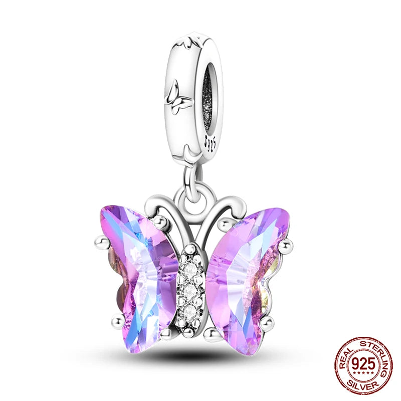 100%Silver Purple Color Series Charms Beads Original Bracelets DIY Jewelry 912349723-C