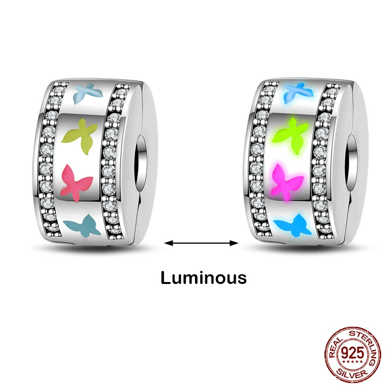 Glow in the dark  Firefly Honeybee Star  925 Silver Charms Beads  Original Bracelets Fine DIY Jewelry 912349723-200S