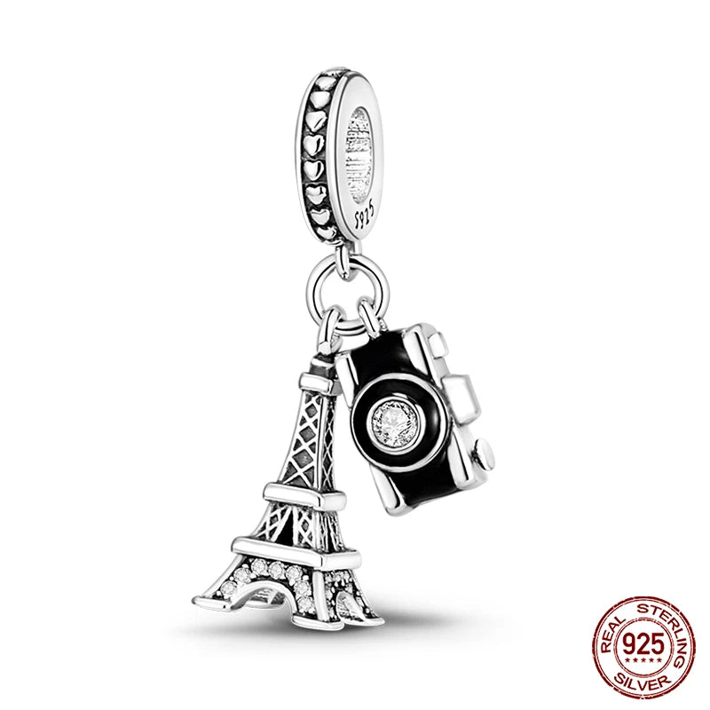 Fashion Bee Astronaut Eiffel Tower 925Silver Charms Beads  Original Bracelet Fine DIY Jewelry 912349723-400S