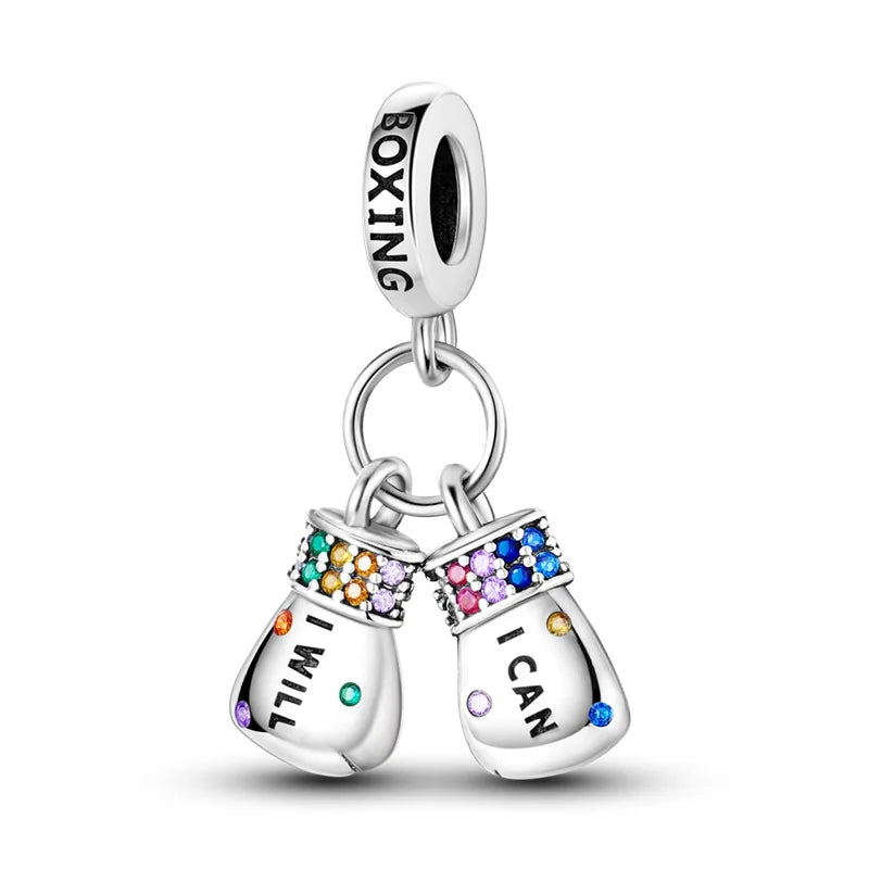 Shining Colorful Heart Charms Beads  Original 925Silver Bracelet Exquisite DIY Jewelry Gift 912349723-300S