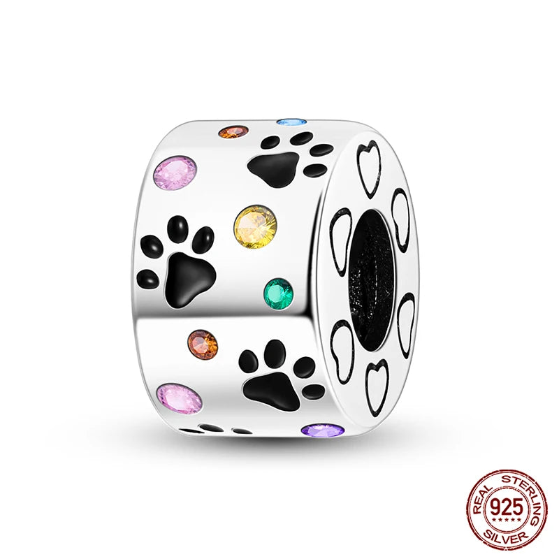 Shining Colorful Heart Charms Beads  Original 925Silver Bracelet Exquisite DIY Jewelry Gift 912349723-300S