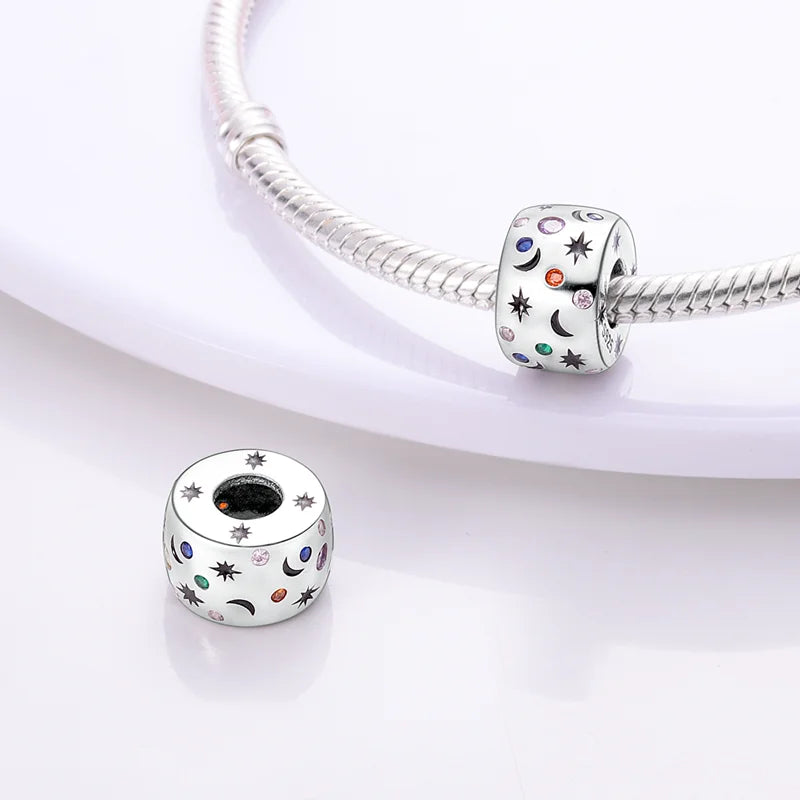 Shining Colorful Heart Charms Beads  Original 925Silver Bracelet Exquisite DIY Jewelry Gift 912349723-300S