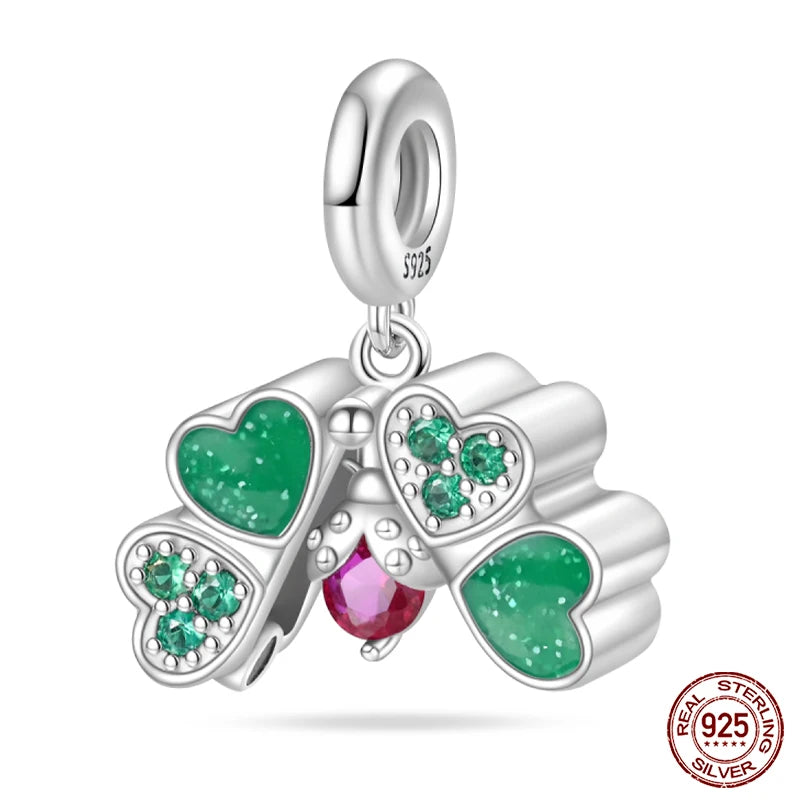 Lucky Four Leaf Clover Series Charms Beads  Original Bracelet Fine DIY Jewelry 925 Sterling Silver 912349723-500S