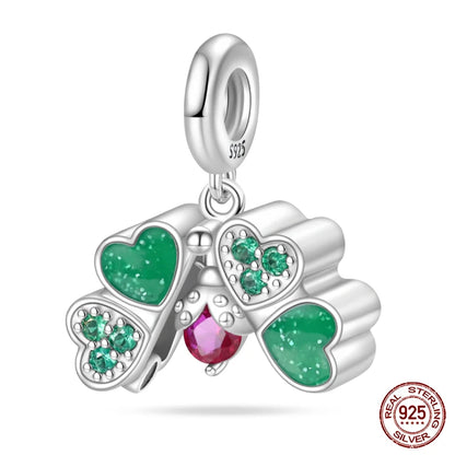 Lucky Four Leaf Clover Series Charms Beads  Original Bracelet Fine DIY Jewelry 925 Sterling Silver 912349723-500S