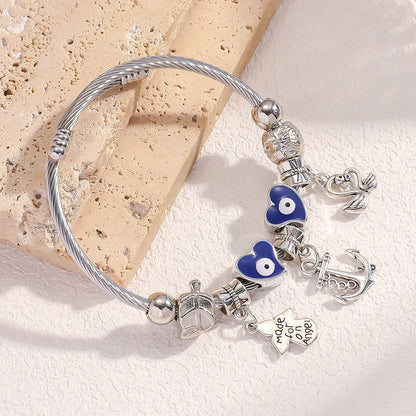 Multi Element Beads Boat Anchor Swan Bracelet 1103865033-80525701