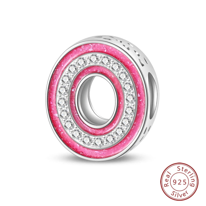 Romantic Pink 26 Letters DIY Love Charms Beads Original Bracelet Fine DIY Jewelry 925 Sterling Silver 912349723-L100S