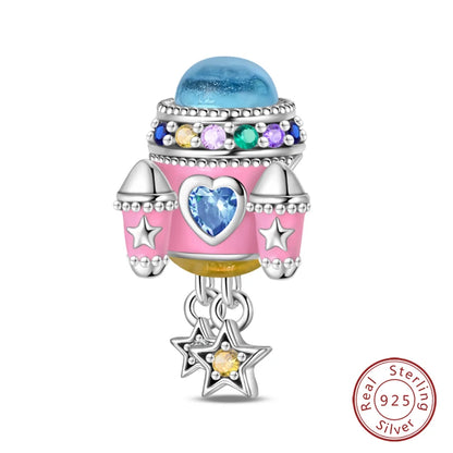 Fashion Bee Astronaut Eiffel Tower 925Silver Charms Beads  Original Bracelet Fine DIY Jewelry 912349723-400S