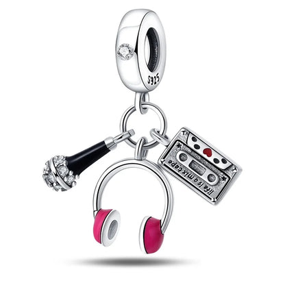 Fashion 925 Sterling Silver Music Series Charms Beads  Original Bracelet Fine DIY Jewelry 912349723-C