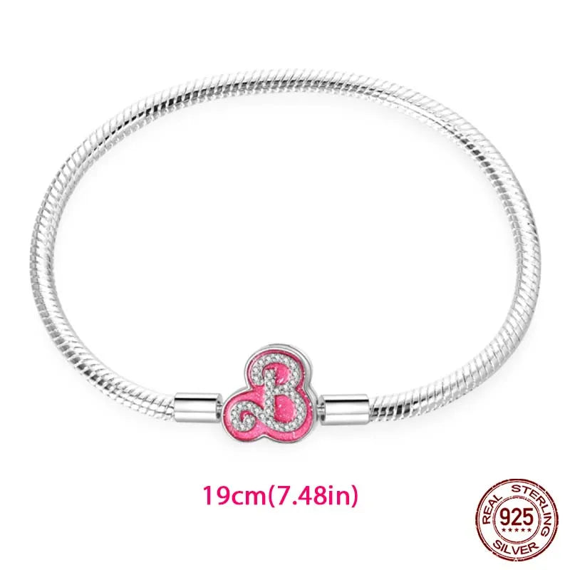 Fashion Pink Princess Skirt Bag Lipstick Charms Beads Original Bracelet Fine DIY Jewelry 925 Sterling Silver 912349723-900S