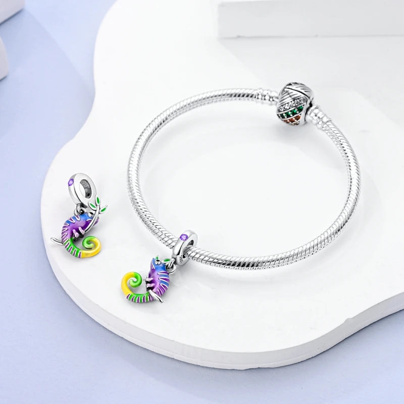 100%Silver Purple Color Series Charms Beads Original Bracelets DIY Jewelry 912349723-C