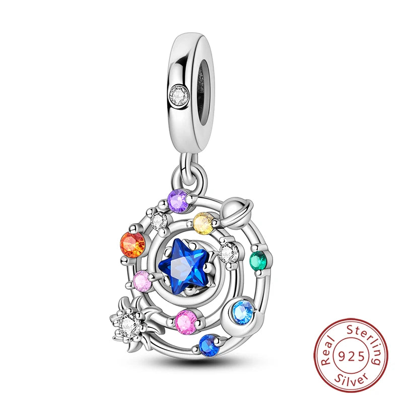 Shining Colorful Heart Charms Beads  Original 925Silver Bracelet Exquisite DIY Jewelry Gift 912349723-300S