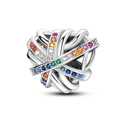 Shining Colorful Heart Charms Beads  Original 925Silver Bracelet Exquisite DIY Jewelry Gift 912349723-300S