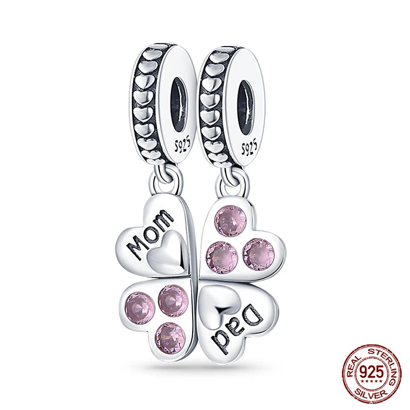 Lucky Four Leaf Clover Series Charms Beads  Original Bracelet Fine DIY Jewelry 925 Sterling Silver 912349723-500S