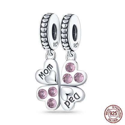 Lucky Four Leaf Clover Series Charms Beads  Original Bracelet Fine DIY Jewelry 925 Sterling Silver 912349723-500S