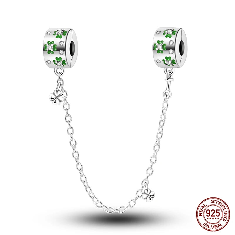 Lucky Four Leaf Clover Series Charms Beads  Original Bracelet Fine DIY Jewelry 925 Sterling Silver 912349723-500S