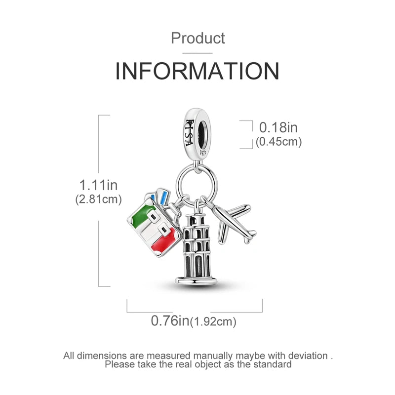 Original Design Charms Famous Attractions series pendant 925 Sliver Bracelet bead DIY Jewelry Gifts 912349723-C