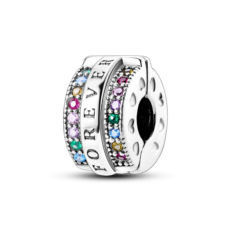 Shining Colorful Heart Charms Beads  Original 925Silver Bracelet Exquisite DIY Jewelry Gift 912349723-300S