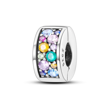 Shining Colorful Heart Charms Beads  Original 925Silver Bracelet Exquisite DIY Jewelry Gift 912349723-300S