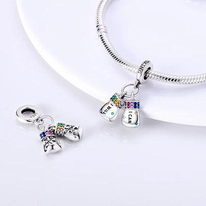 Shining Colorful Heart Charms Beads  Original 925Silver Bracelet Exquisite DIY Jewelry Gift 912349723-300S
