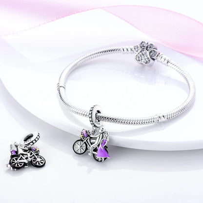 100%Silver Purple Color Series Charms Beads Original Bracelets DIY Jewelry 912349723-C