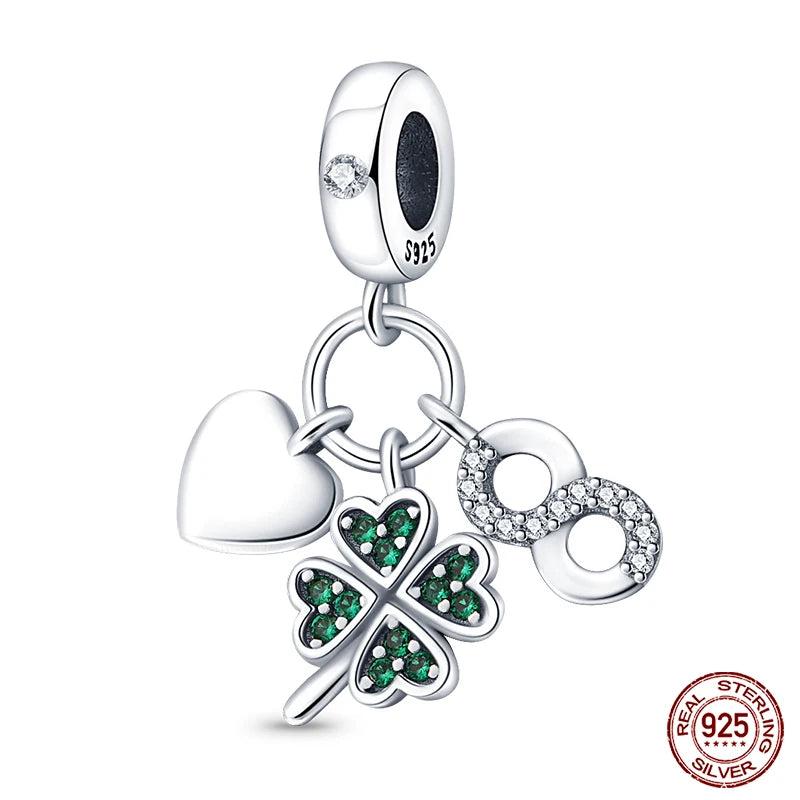 Lucky Four Leaf Clover Series Charms Beads  Original Bracelet Fine DIY Jewelry 925 Sterling Silver 912349723-500S