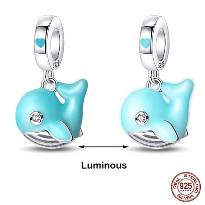 Glow in the dark  Firefly Honeybee Star  925 Silver Charms Beads  Original Bracelets Fine DIY Jewelry 912349723-200S