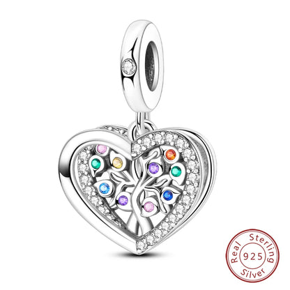 Shining Colorful Heart Charms Beads  Original 925Silver Bracelet Exquisite DIY Jewelry Gift 912349723-300S
