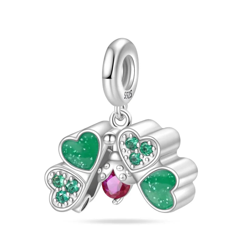 Lucky Four Leaf Clover Series Charms Beads  Original Bracelet Fine DIY Jewelry 925 Sterling Silver 912349723-500S