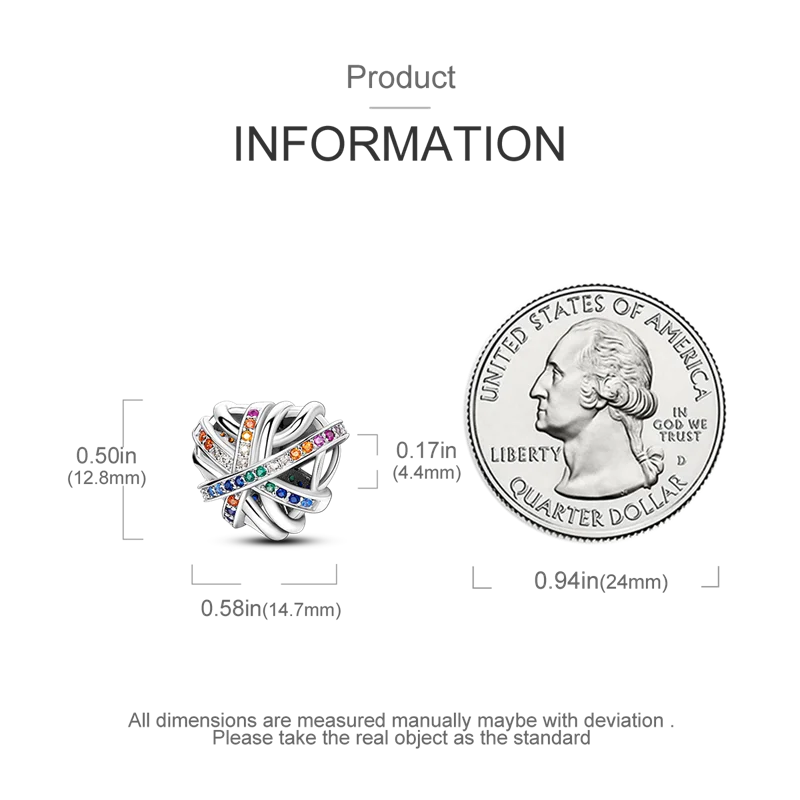 Shining Colorful Heart Charms Beads  Original 925Silver Bracelet Exquisite DIY Jewelry Gift 912349723-300S