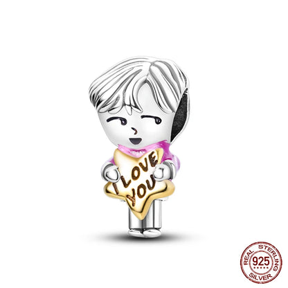 Fashion Bee Astronaut Eiffel Tower 925Silver Charms Beads  Original Bracelet Fine DIY Jewelry 912349723-400S