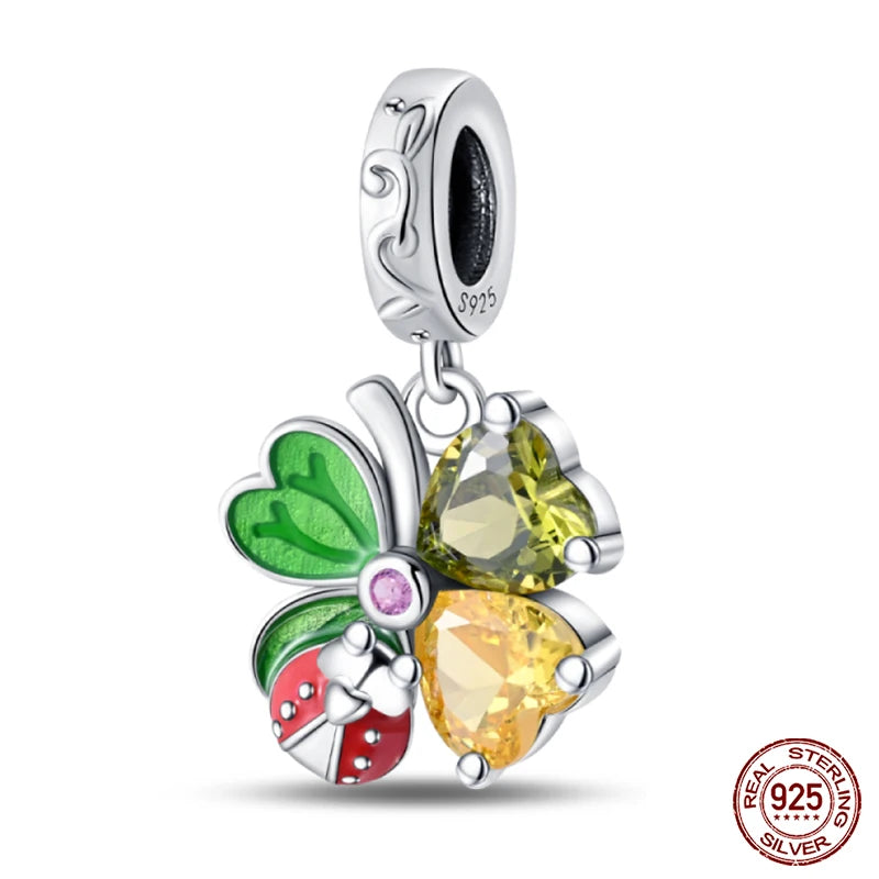 Lucky Four Leaf Clover Series Charms Beads  Original Bracelet Fine DIY Jewelry 925 Sterling Silver 912349723-500S