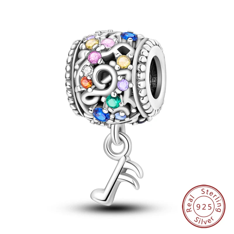 Shining Colorful Heart Charms Beads  Original 925Silver Bracelet Exquisite DIY Jewelry Gift 912349723-300S