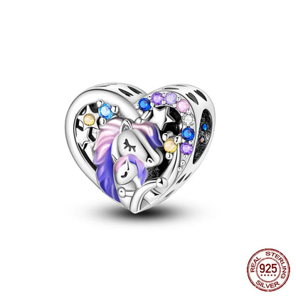 100%Silver Purple Color Series Charms Beads Original Bracelets DIY Jewelry 912349723-C