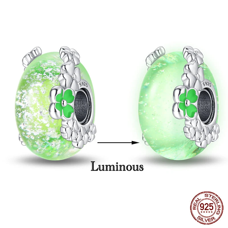 Glow in the dark  Firefly Honeybee Star  925 Silver Charms Beads  Original Bracelets Fine DIY Jewelry 912349723-200S