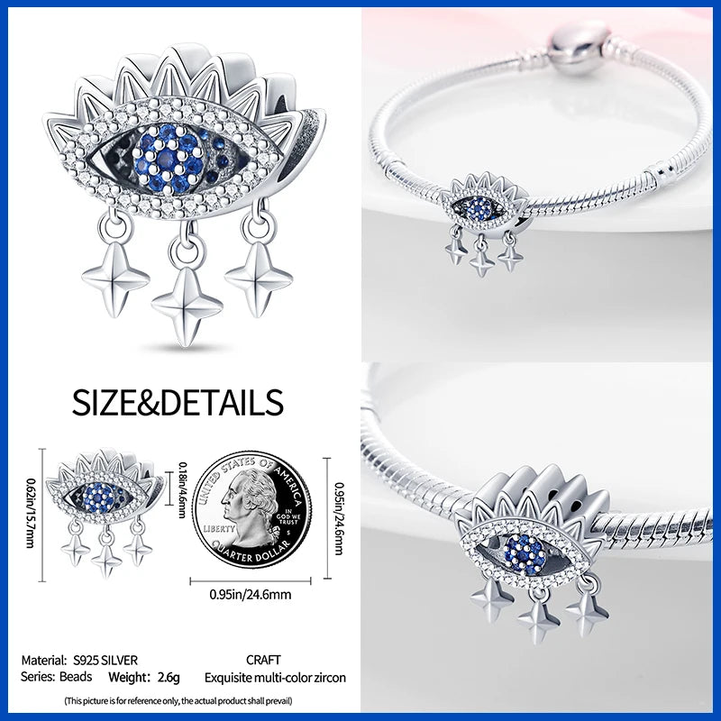 Classic Devil's Eye Charms Beads Original Bracelet Fine DIY Jewelry 925 Sterling Silver 912349723-700S