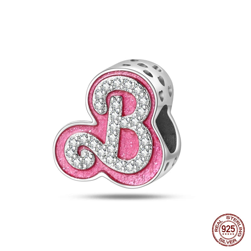 Fashion Pink Princess Skirt Bag Lipstick Charms Beads Original Bracelet Fine DIY Jewelry 925 Sterling Silver 912349723-900S