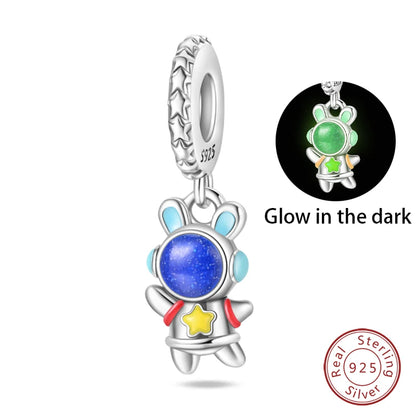 Fashion Bee Astronaut Eiffel Tower 925Silver Charms Beads  Original Bracelet Fine DIY Jewelry 912349723-400S