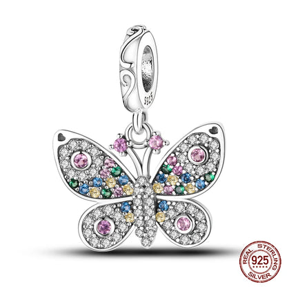 Shining Colorful Heart Charms Beads  Original 925Silver Bracelet Exquisite DIY Jewelry Gift 912349723-300S