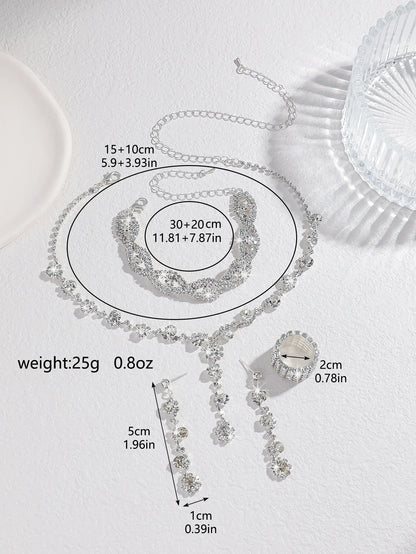 Conjunto de 4 piezas de collar, pendientes y pulsera con diseño de girasol y cadena de garra de cobre 