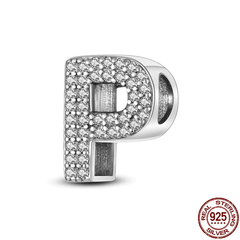Romantic Shine 26 Letters DIY Love Charms Beads Original Bracelet Fine DIY Jewelry 925 Sterling Silver 912349723-L200S