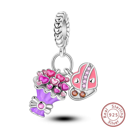 100%Silver Purple Color Series Charms Beads Original Bracelets DIY Jewelry 912349723-C