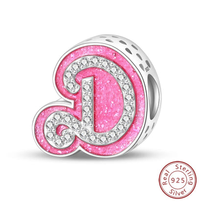 Romantic Pink 26 Letters DIY Love Charms Beads Original Bracelet Fine DIY Jewelry 925 Sterling Silver 912349723-L100S