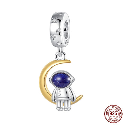 Fashion Bee Astronaut Eiffel Tower 925Silver Charms Beads  Original Bracelet Fine DIY Jewelry 912349723-400S