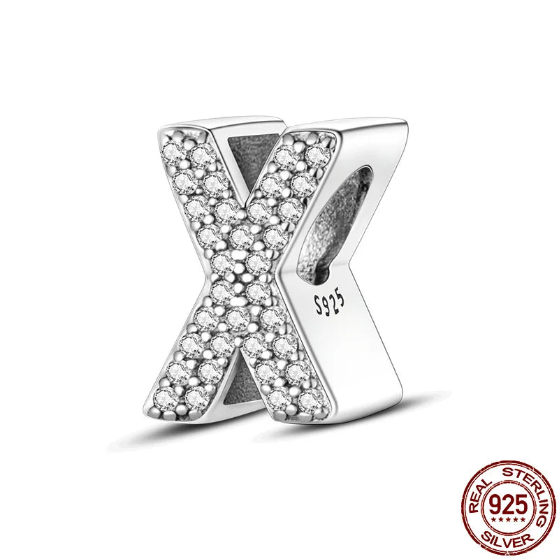Romantic Shine 26 Letters DIY Love Charms Beads Original Bracelet Fine DIY Jewelry 925 Sterling Silver 912349723-L200S