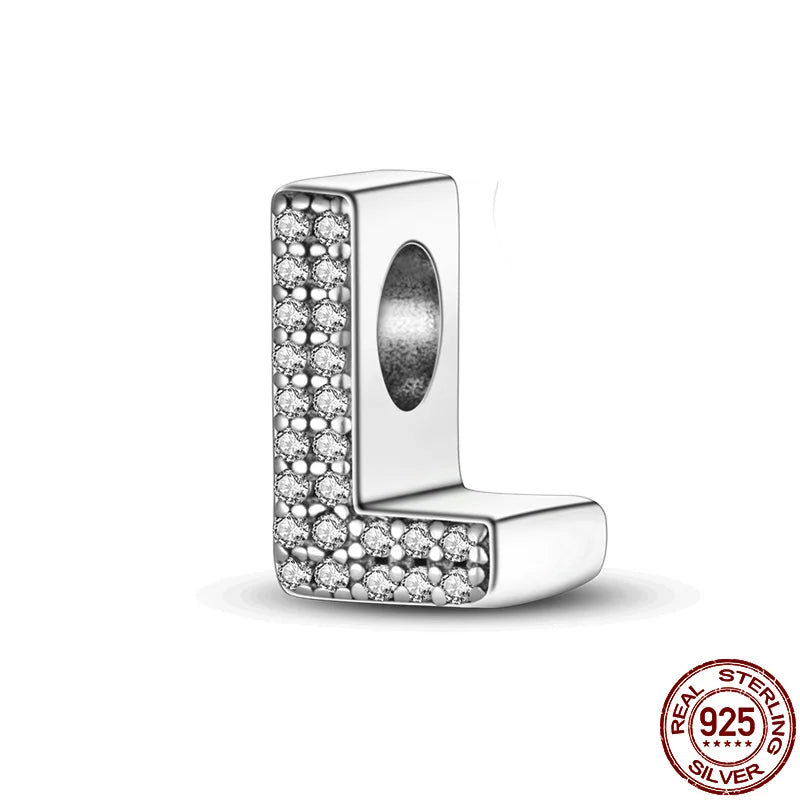 Romantic Shine 26 Letters DIY Love Charms Beads Original Bracelet Fine DIY Jewelry 925 Sterling Silver 912349723-L200S