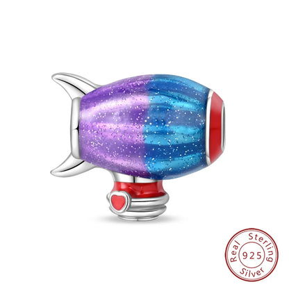 100%Silver Purple Color Series Charms Beads Original Bracelets DIY Jewelry 912349723-C