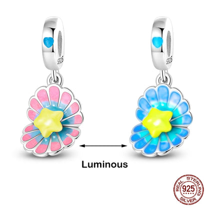 Glow in the dark  Firefly Honeybee Star  925 Silver Charms Beads  Original Bracelets Fine DIY Jewelry 912349723-200S